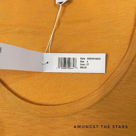 James Perse Comet Mustard Curved V-Neck T-Shirt Tee - Picture 6 of 7